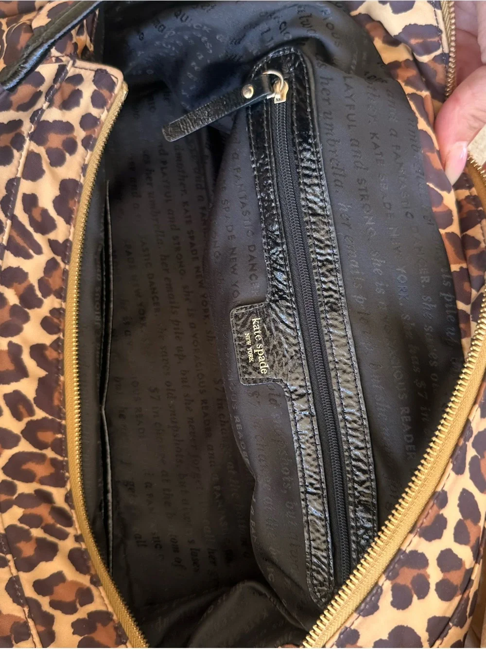 Leopard Print Tote Bag with Black Trim Kate spade- Women's Fashion Handbag
